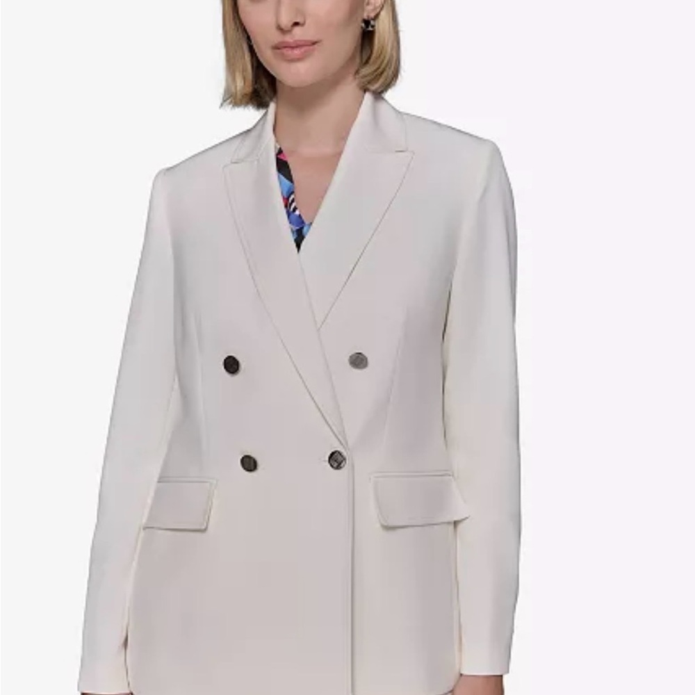 Karl Lagerfeld White Double-Breasted Women's Blazer